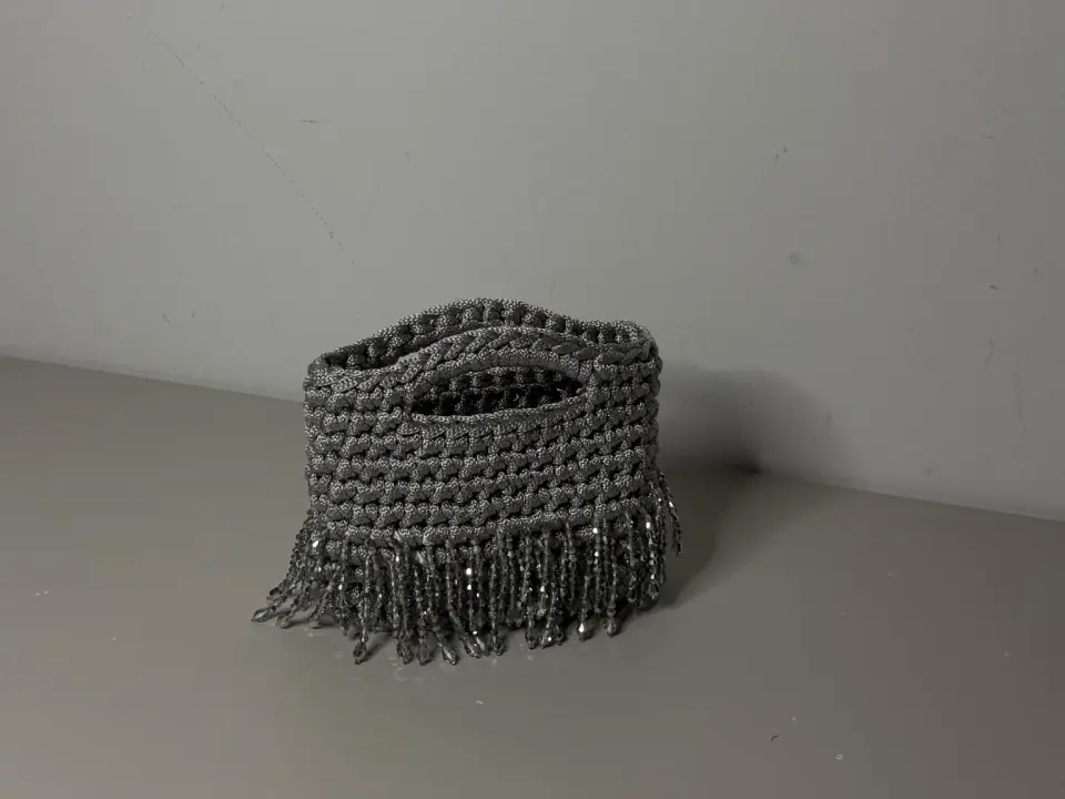 Borsa argento con frange gioiello